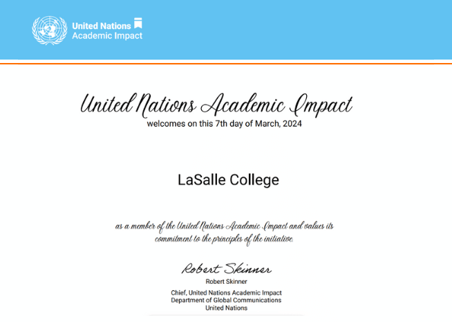 Certificat Impact académique des Nations Unies