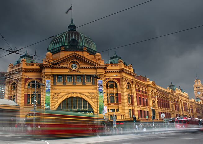 Melbourne Flinders Street Station and tram